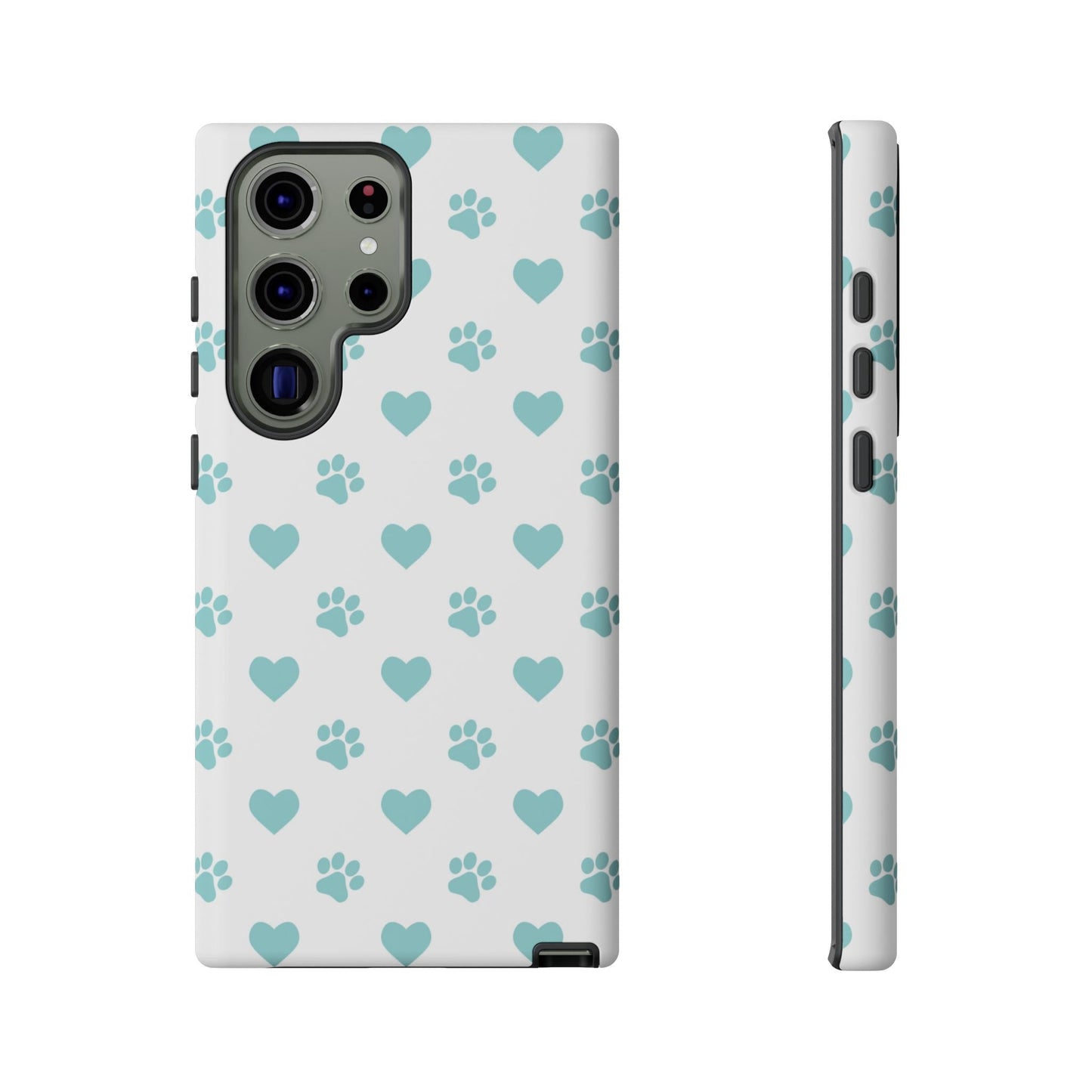 Mint Green Paw Print & Heart Samsung Galaxy Case – Cute Pet Lover’s Design - BOGO Cases