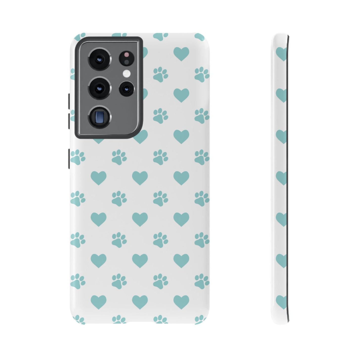 Mint Green Paw Print & Heart Samsung Galaxy Case – Cute Pet Lover’s Design - BOGO Cases