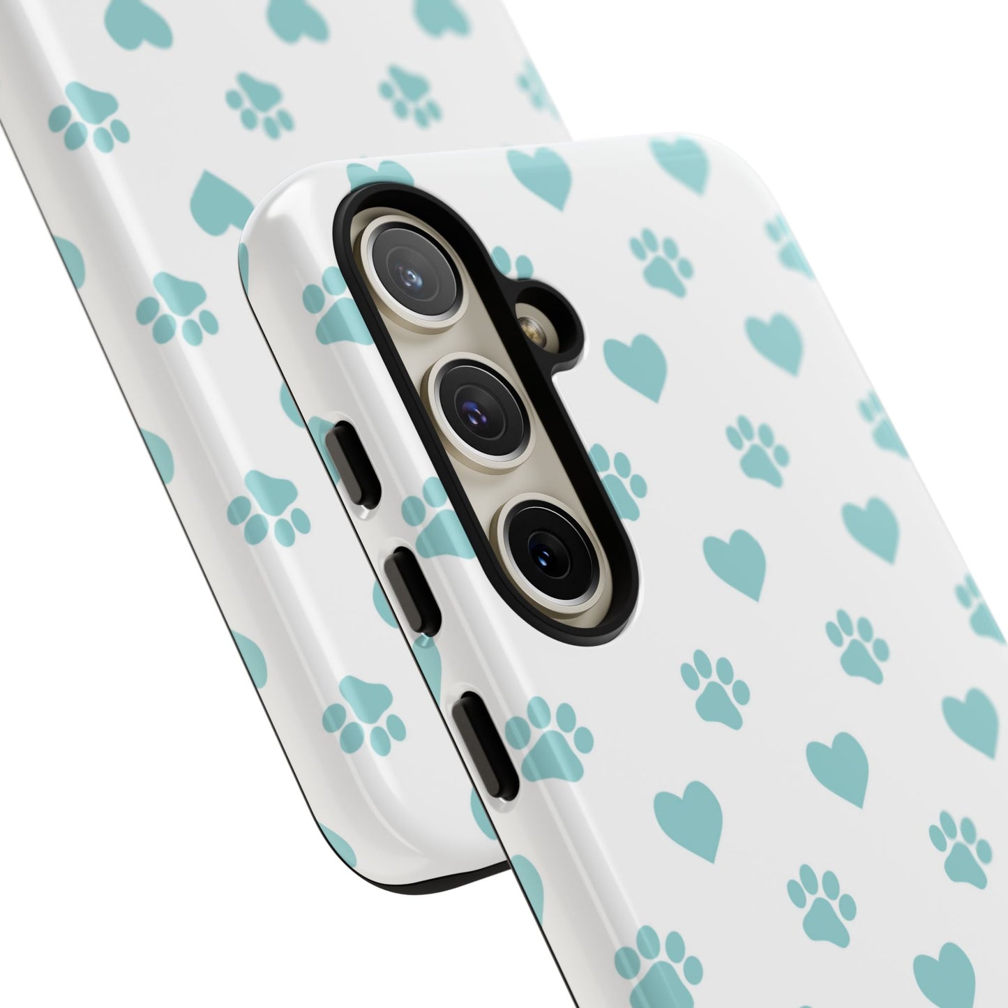 Mint Green Paw Print & Heart Samsung Galaxy Case – Cute Pet Lover’s Design - BOGO Cases