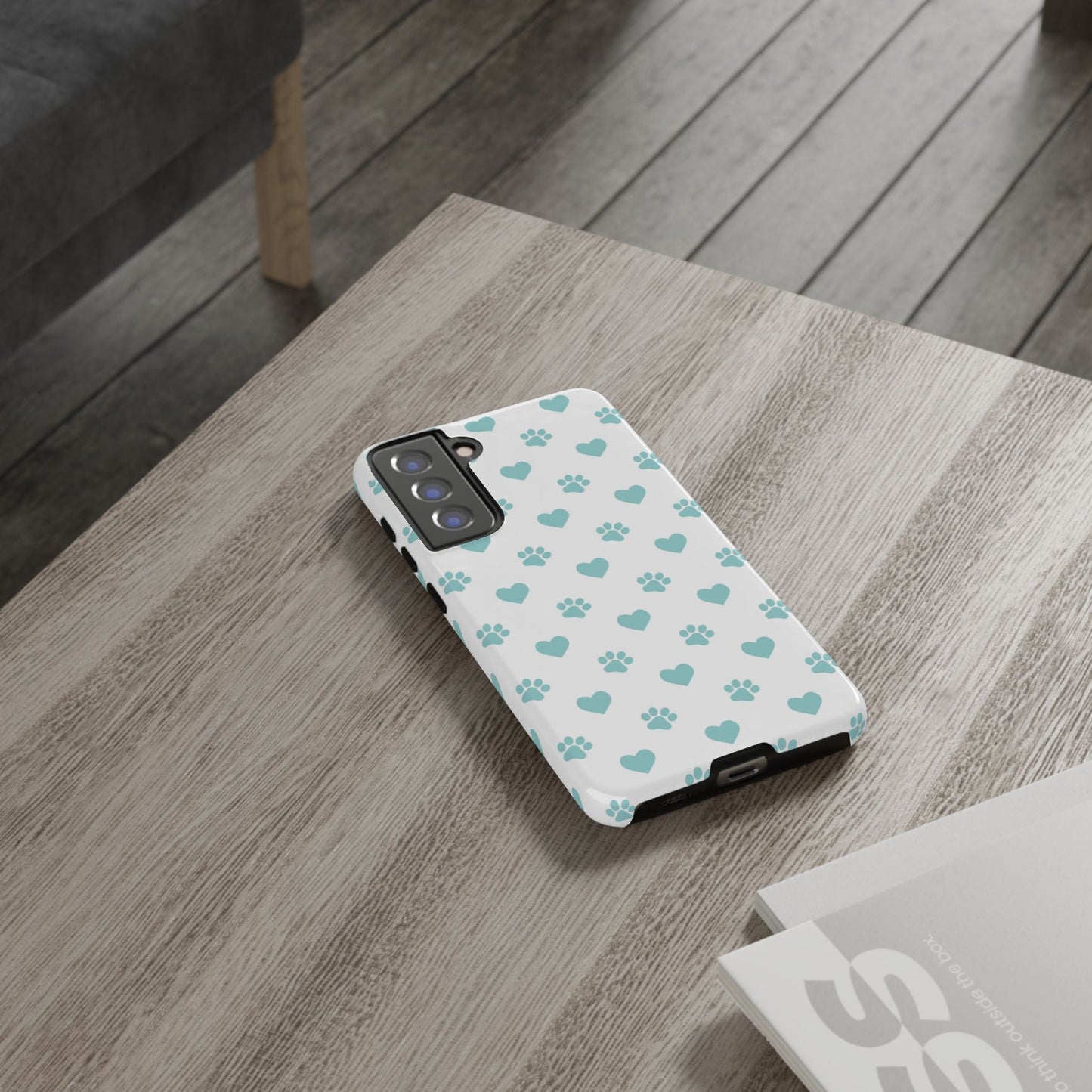 Mint Green Paw Print & Heart Samsung Galaxy Case – Cute Pet Lover’s Design - BOGO Cases