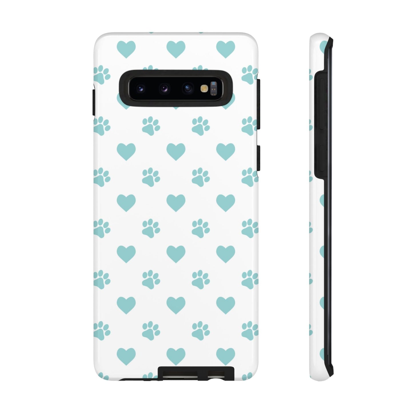 Mint Green Paw Print & Heart Samsung Galaxy Case – Cute Pet Lover’s Design - BOGO Cases
