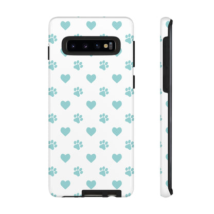 Mint Green Paw Print & Heart Samsung Galaxy Case – Cute Pet Lover’s Design - BOGO Cases