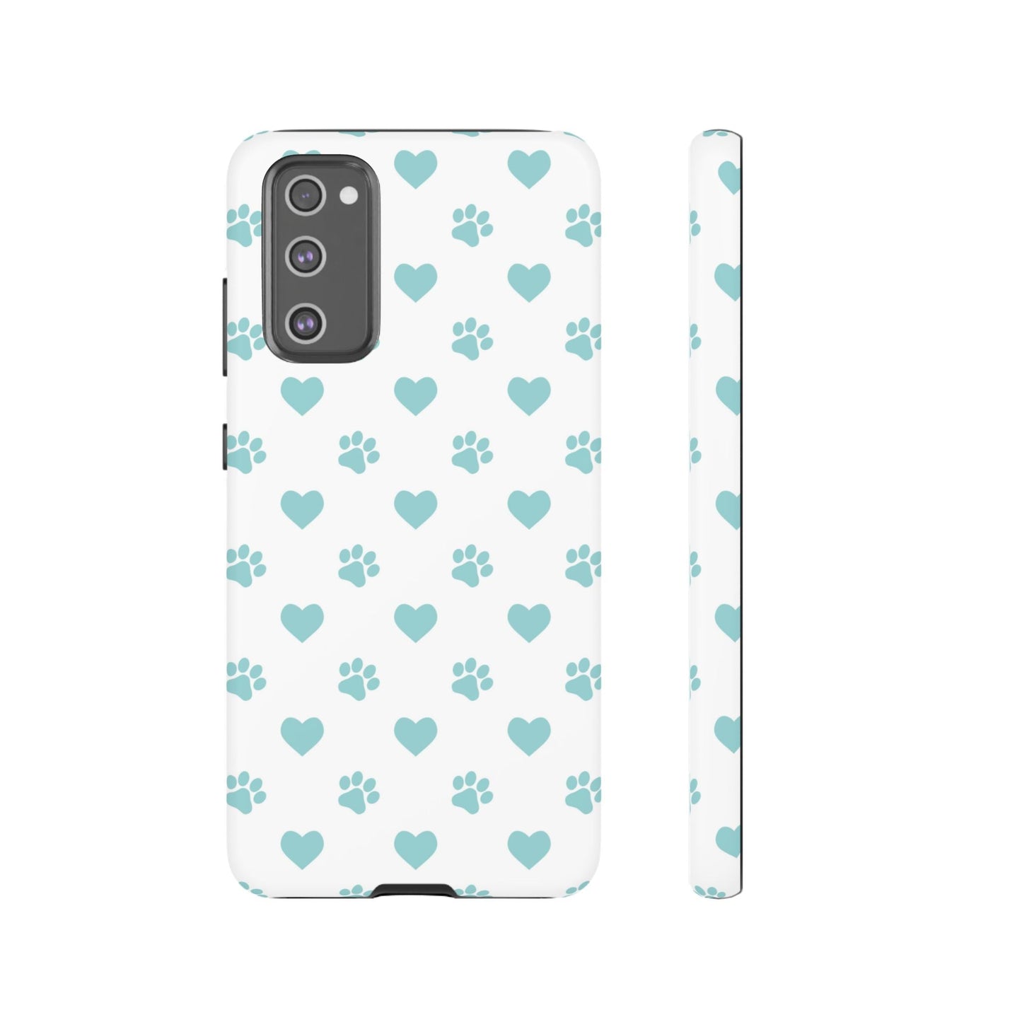 Mint Green Paw Print & Heart Samsung Galaxy Case – Cute Pet Lover’s Design - BOGO Cases