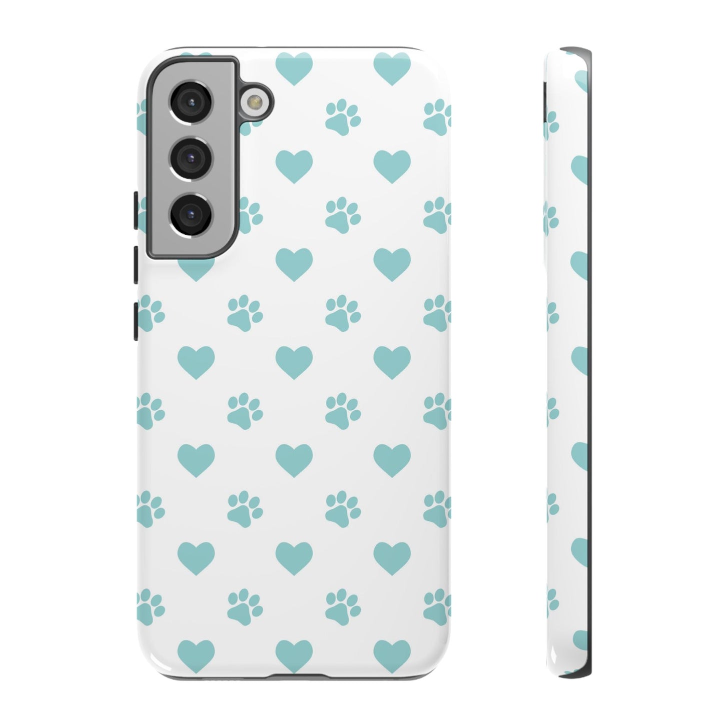Mint Green Paw Print & Heart Samsung Galaxy Case – Cute Pet Lover’s Design - BOGO Cases