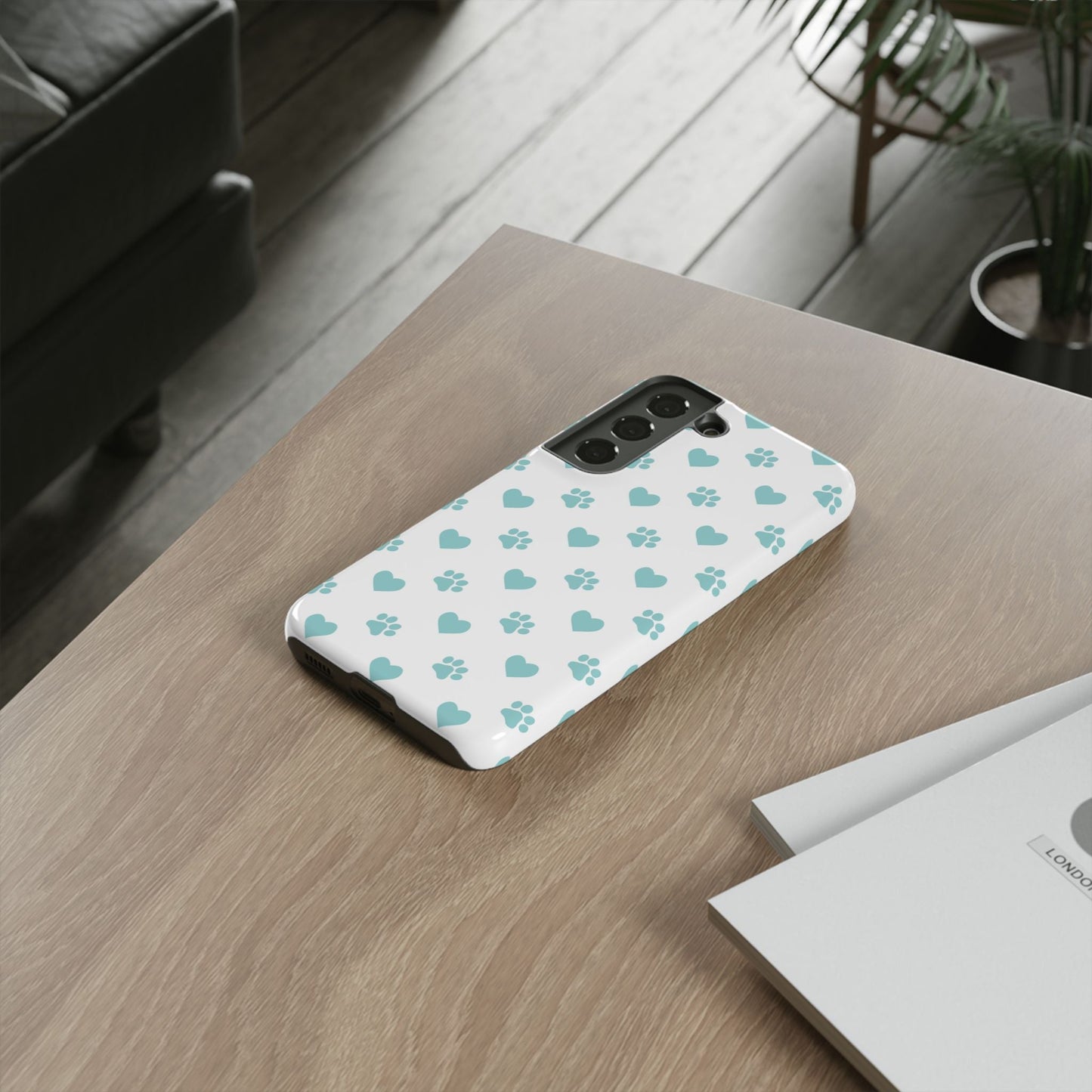 Mint Green Paw Print & Heart Samsung Galaxy Case – Cute Pet Lover’s Design - BOGO Cases