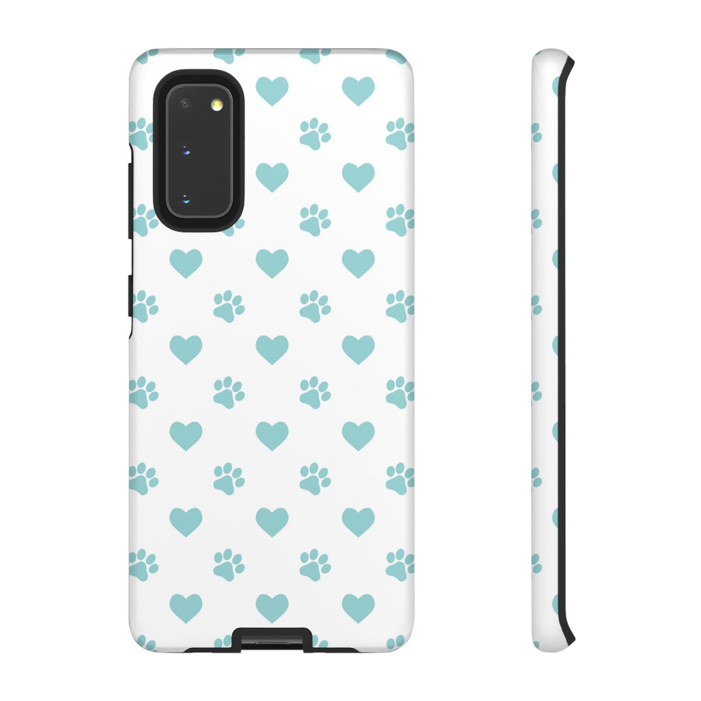 Mint Green Paw Print & Heart Samsung Galaxy Case – Cute Pet Lover’s Design - BOGO Cases