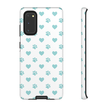 Mint Green Paw Print & Heart Samsung Galaxy Case – Cute Pet Lover’s Design - BOGO Cases