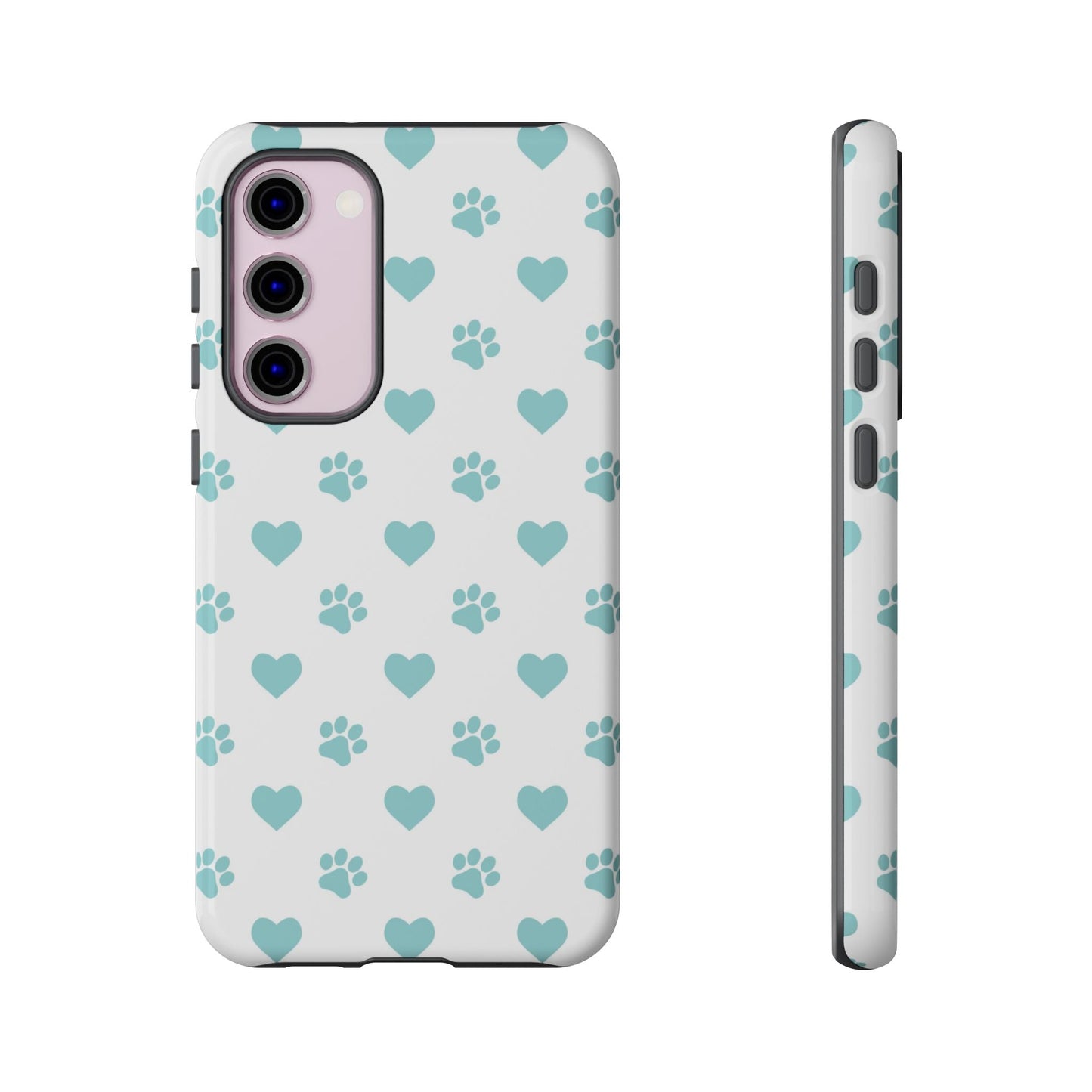 Mint Green Paw Print & Heart Samsung Galaxy Case – Cute Pet Lover’s Design - BOGO Cases