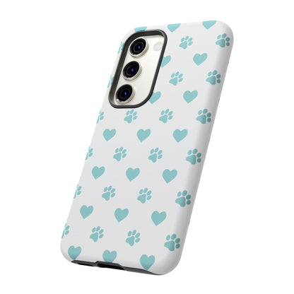 Mint Green Paw Print & Heart Samsung Galaxy Case – Cute Pet Lover’s Design - BOGO Cases