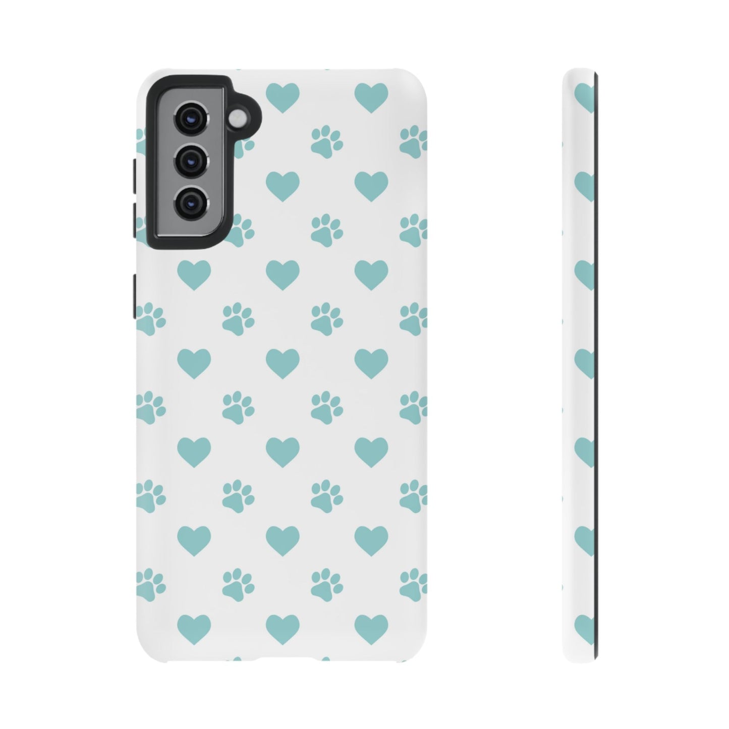 Mint Green Paw Print & Heart Samsung Galaxy Case – Cute Pet Lover’s Design - BOGO Cases