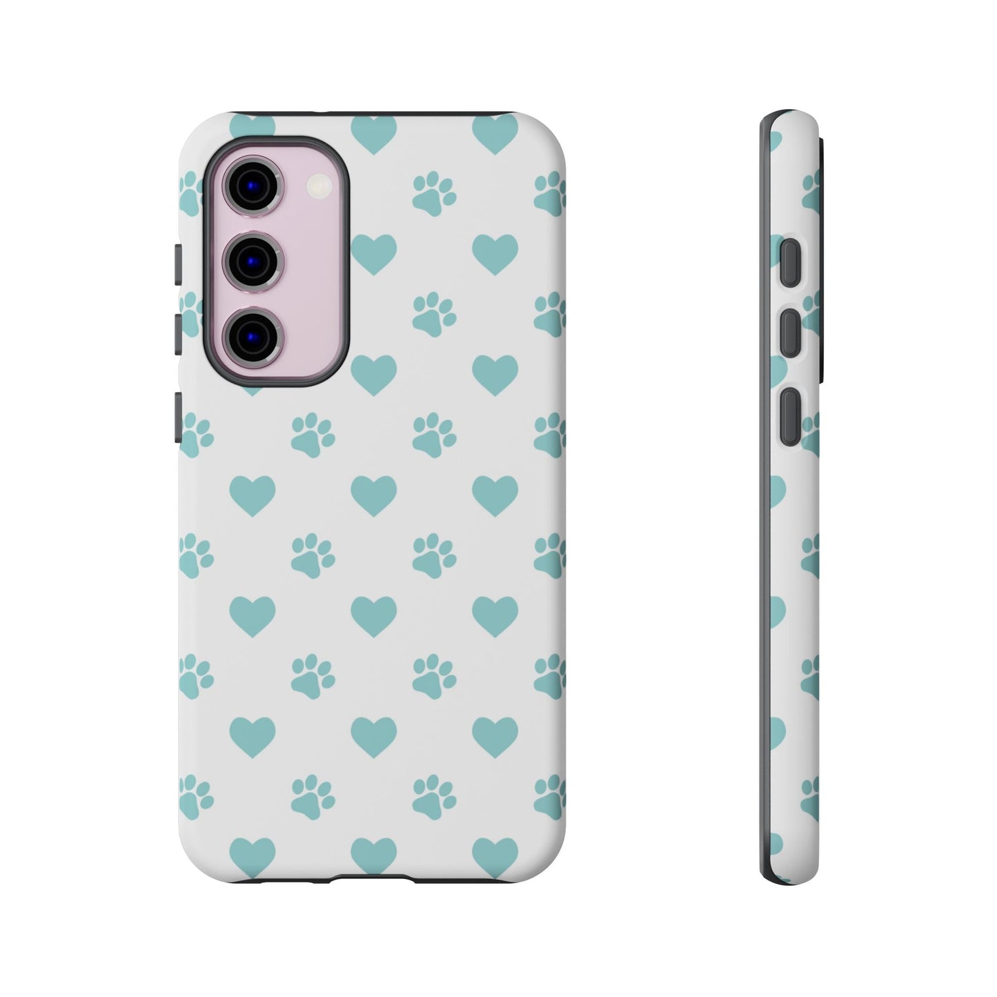 Mint Green Paw Print & Heart Samsung Galaxy Case – Cute Pet Lover’s Design - BOGO Cases