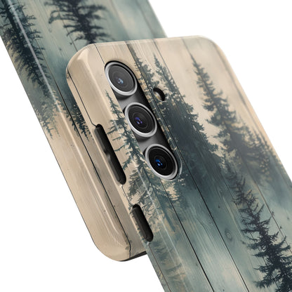 Misty Pine Forest Samsung Galaxy Case - Nature - Inspired Wood Design Protective Cover - BOGO Cases