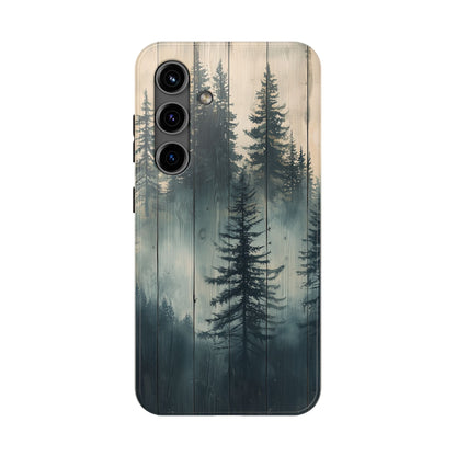 Misty Pine Forest Samsung Galaxy Case - Nature - Inspired Wood Design Protective Cover - BOGO Cases