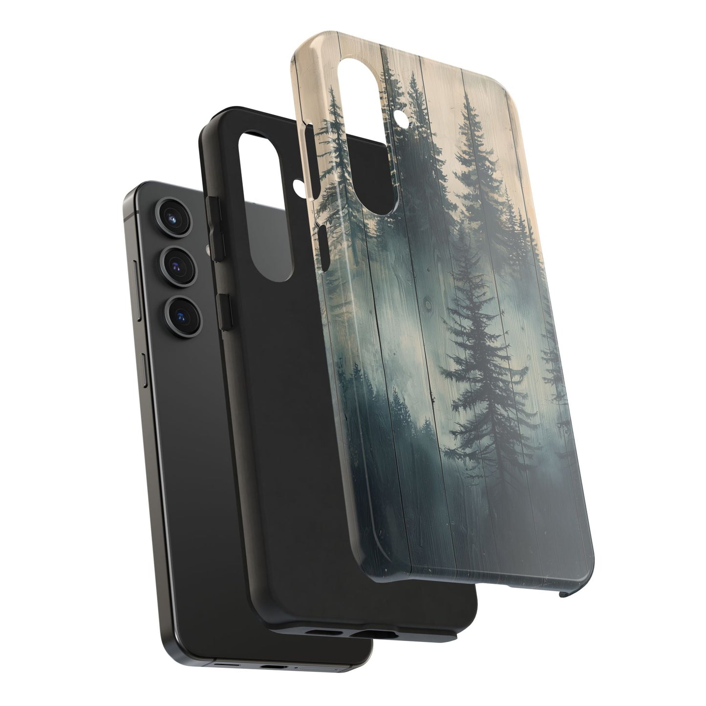 Misty Pine Forest Samsung Galaxy Case - Nature - Inspired Wood Design Protective Cover - BOGO Cases