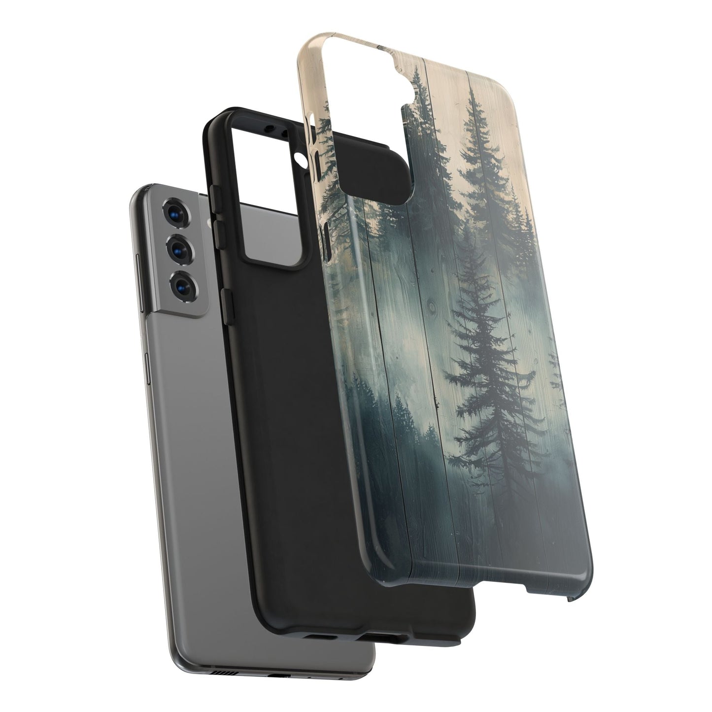 Misty Pine Forest Samsung Galaxy Case - Nature - Inspired Wood Design Protective Cover - BOGO Cases