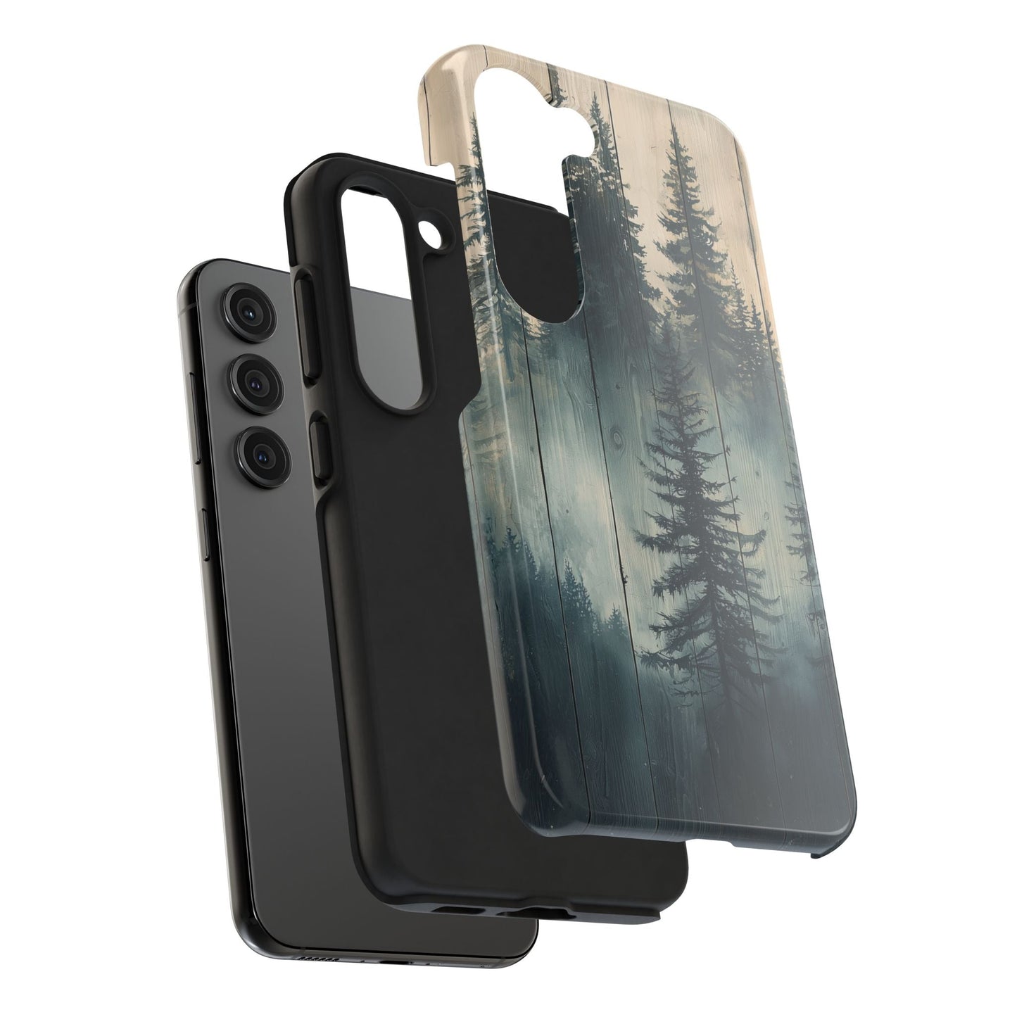 Misty Pine Forest Samsung Galaxy Case - Nature - Inspired Wood Design Protective Cover - BOGO Cases