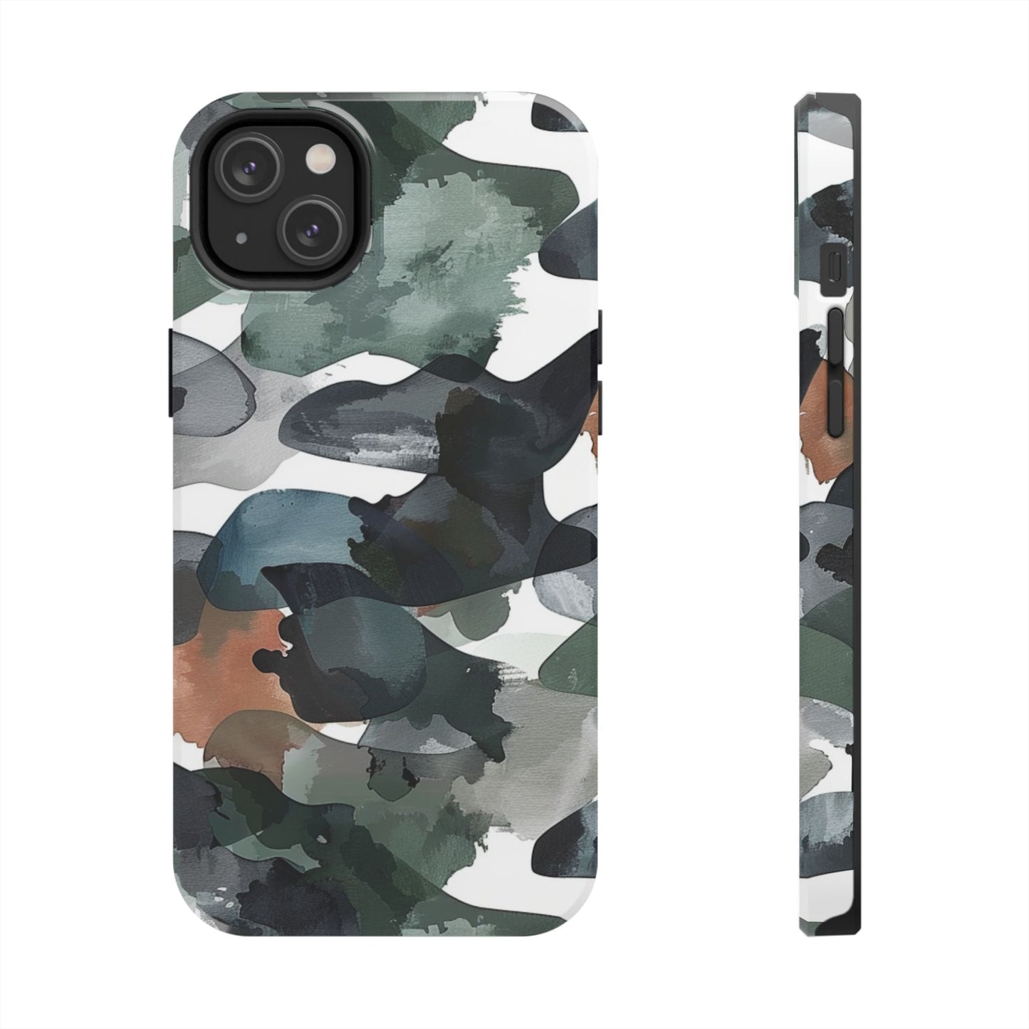 Moody Abstract Watercolor iPhone Case – Earthy Green and Charcoal Design - BOGO Cases