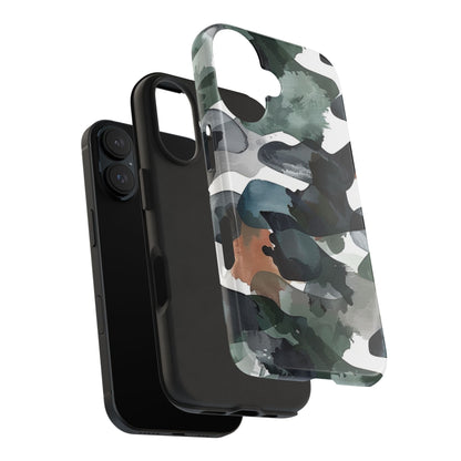 Moody Abstract Watercolor iPhone Case – Earthy Green and Charcoal Design - BOGO Cases