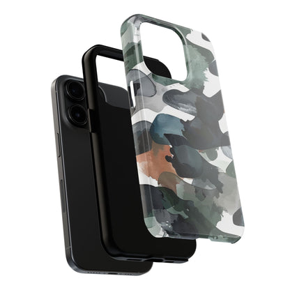 Moody Abstract Watercolor iPhone Case – Earthy Green and Charcoal Design - BOGO Cases