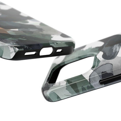 Moody Abstract Watercolor iPhone Case – Earthy Green and Charcoal Design - BOGO Cases