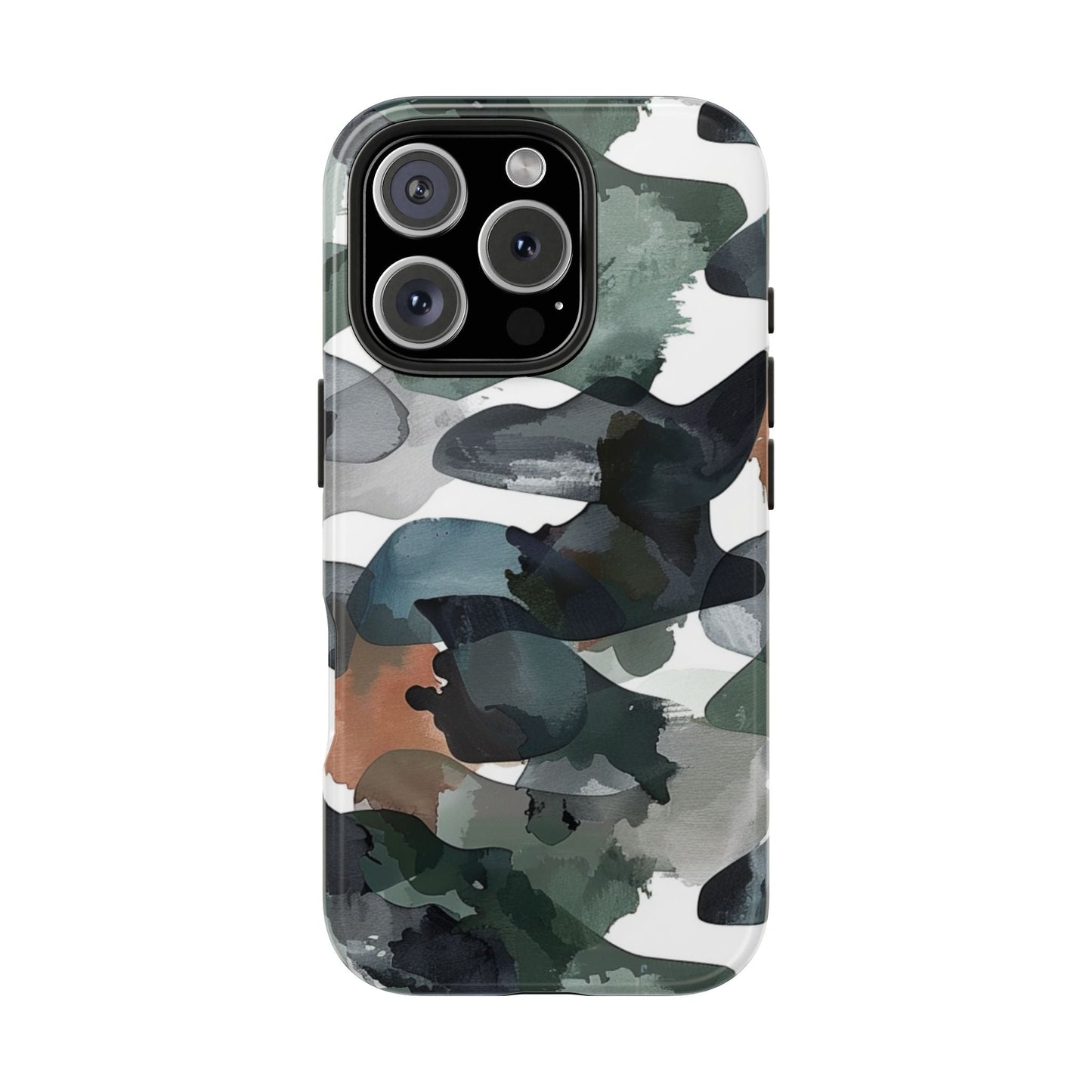 Moody Abstract Watercolor iPhone Case – Earthy Green and Charcoal Design - BOGO Cases