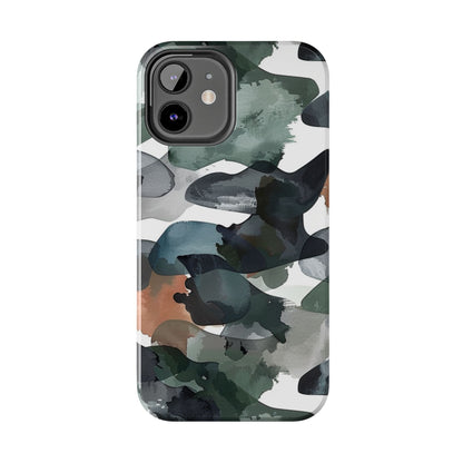 Moody Abstract Watercolor iPhone Case – Earthy Green and Charcoal Design - BOGO Cases