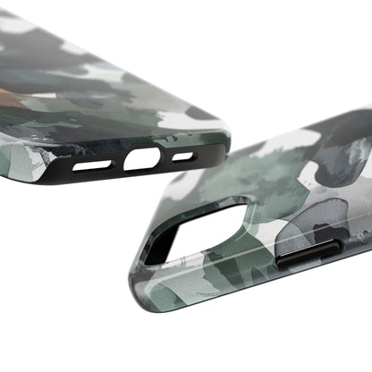 Moody Abstract Watercolor iPhone Case – Earthy Green and Charcoal Design - BOGO Cases