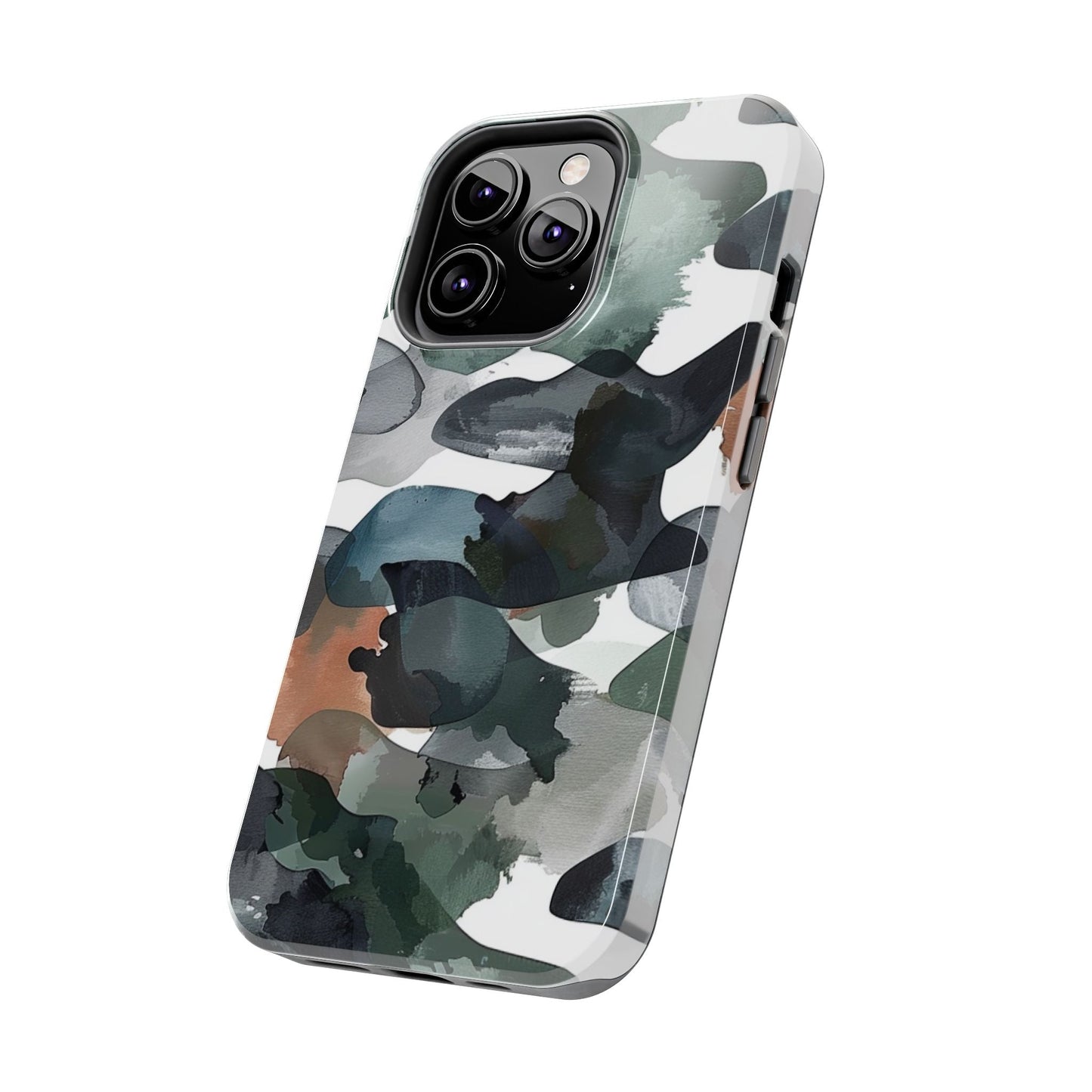 Moody Abstract Watercolor iPhone Case – Earthy Green and Charcoal Design - BOGO Cases