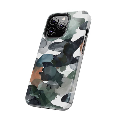 Moody Abstract Watercolor iPhone Case – Earthy Green and Charcoal Design - BOGO Cases