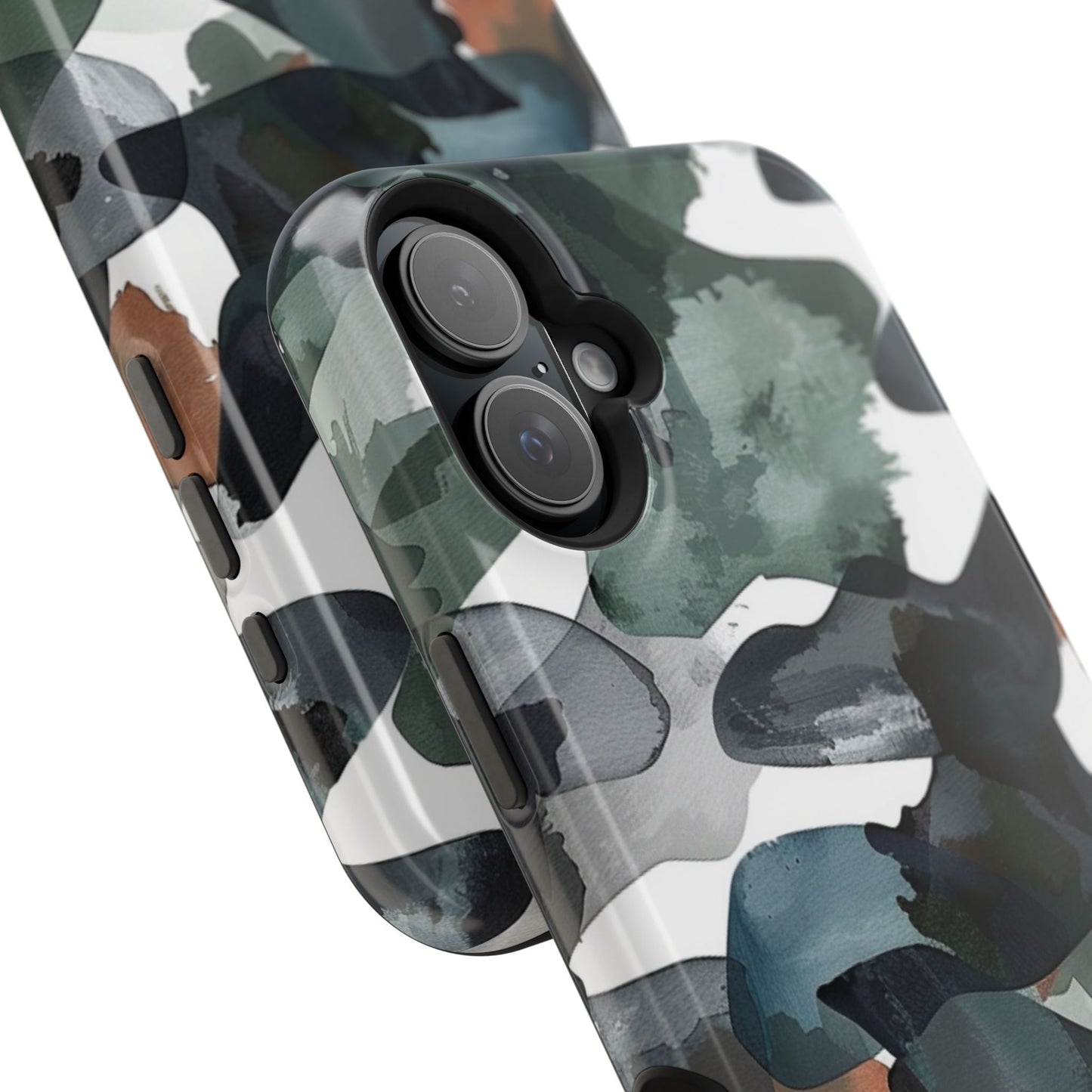 Moody Abstract Watercolor MagSafe Case – Dark Green and Earthy Brown with MagSafe Compatibility - BOGO Cases