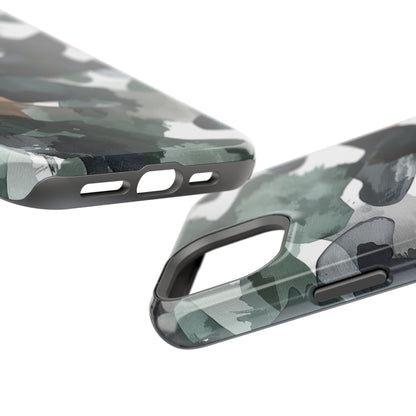 Moody Abstract Watercolor MagSafe Case – Dark Green and Earthy Brown with MagSafe Compatibility - BOGO Cases