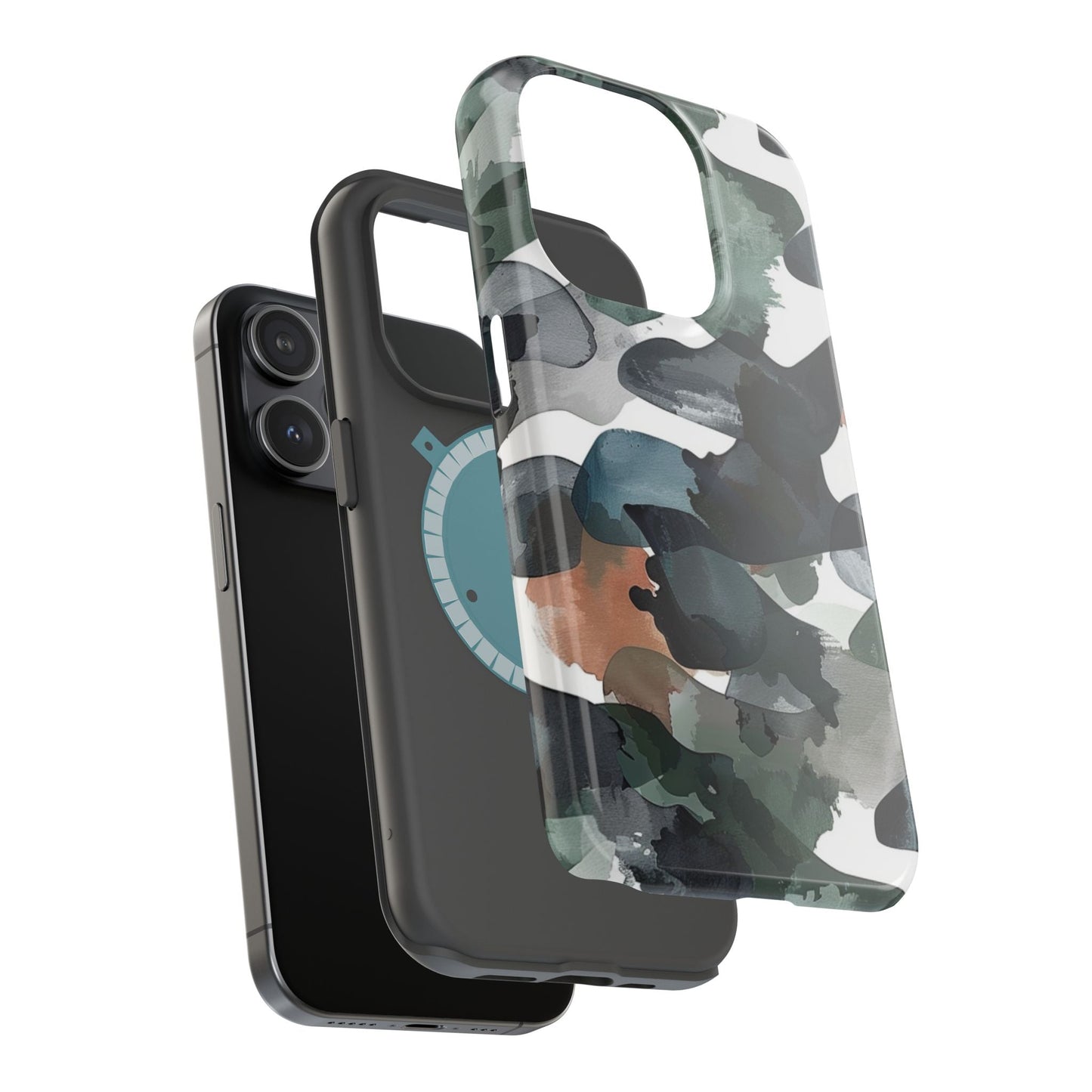 Moody Abstract Watercolor MagSafe Case – Dark Green and Earthy Brown with MagSafe Compatibility - BOGO Cases