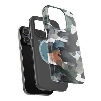 Moody Abstract Watercolor MagSafe Case – Dark Green and Earthy Brown with MagSafe Compatibility - BOGO Cases