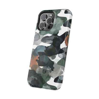 Moody Abstract Watercolor MagSafe Case – Dark Green and Earthy Brown with MagSafe Compatibility - BOGO Cases