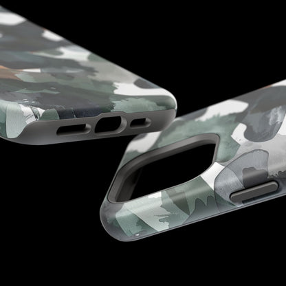 Moody Abstract Watercolor MagSafe Case – Dark Green and Earthy Brown with MagSafe Compatibility - BOGO Cases