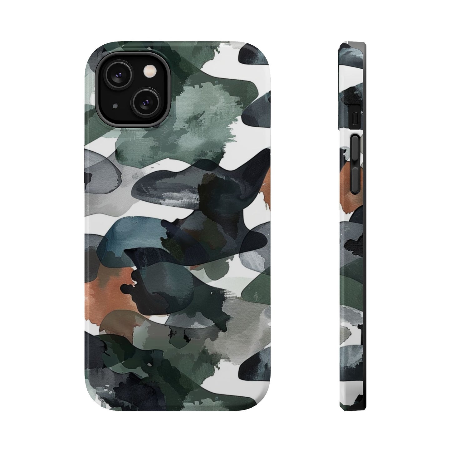 Moody Abstract Watercolor MagSafe Case – Dark Green and Earthy Brown with MagSafe Compatibility - BOGO Cases