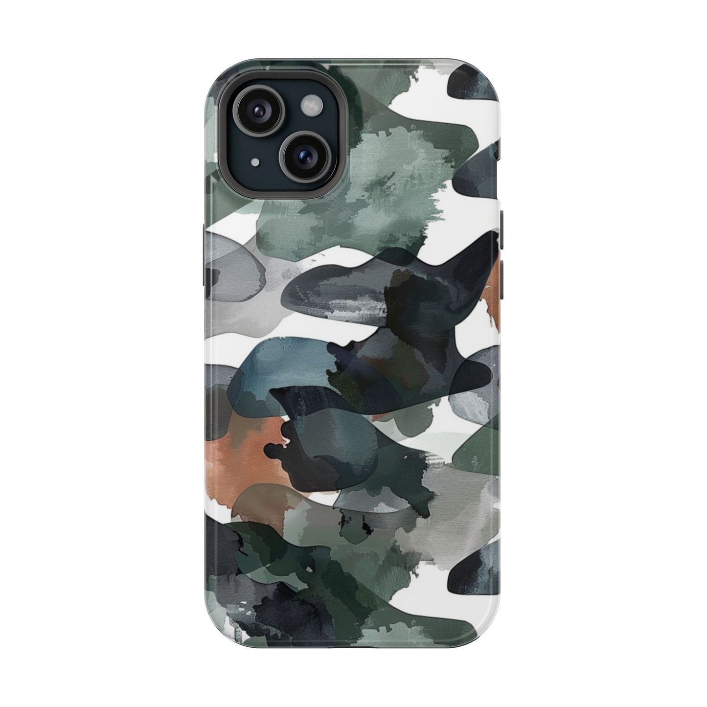 Moody Abstract Watercolor MagSafe Case – Dark Green and Earthy Brown with MagSafe Compatibility - BOGO Cases