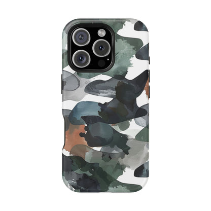 Moody Abstract Watercolor MagSafe Case – Dark Green and Earthy Brown with MagSafe Compatibility - BOGO Cases