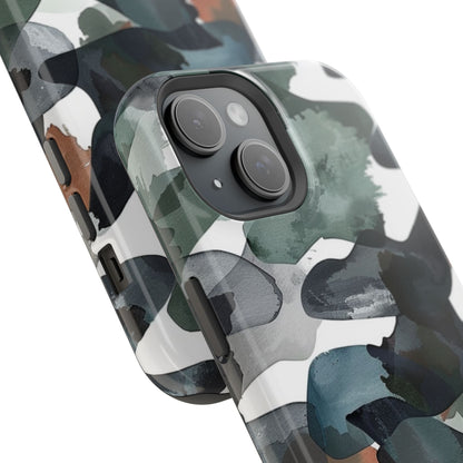 Moody Abstract Watercolor MagSafe Case – Dark Green and Earthy Brown with MagSafe Compatibility - BOGO Cases