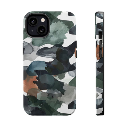 Moody Abstract Watercolor MagSafe Case – Dark Green and Earthy Brown with MagSafe Compatibility - BOGO Cases