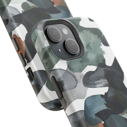 Moody Abstract Watercolor MagSafe Case – Dark Green and Earthy Brown with MagSafe Compatibility - BOGO Cases
