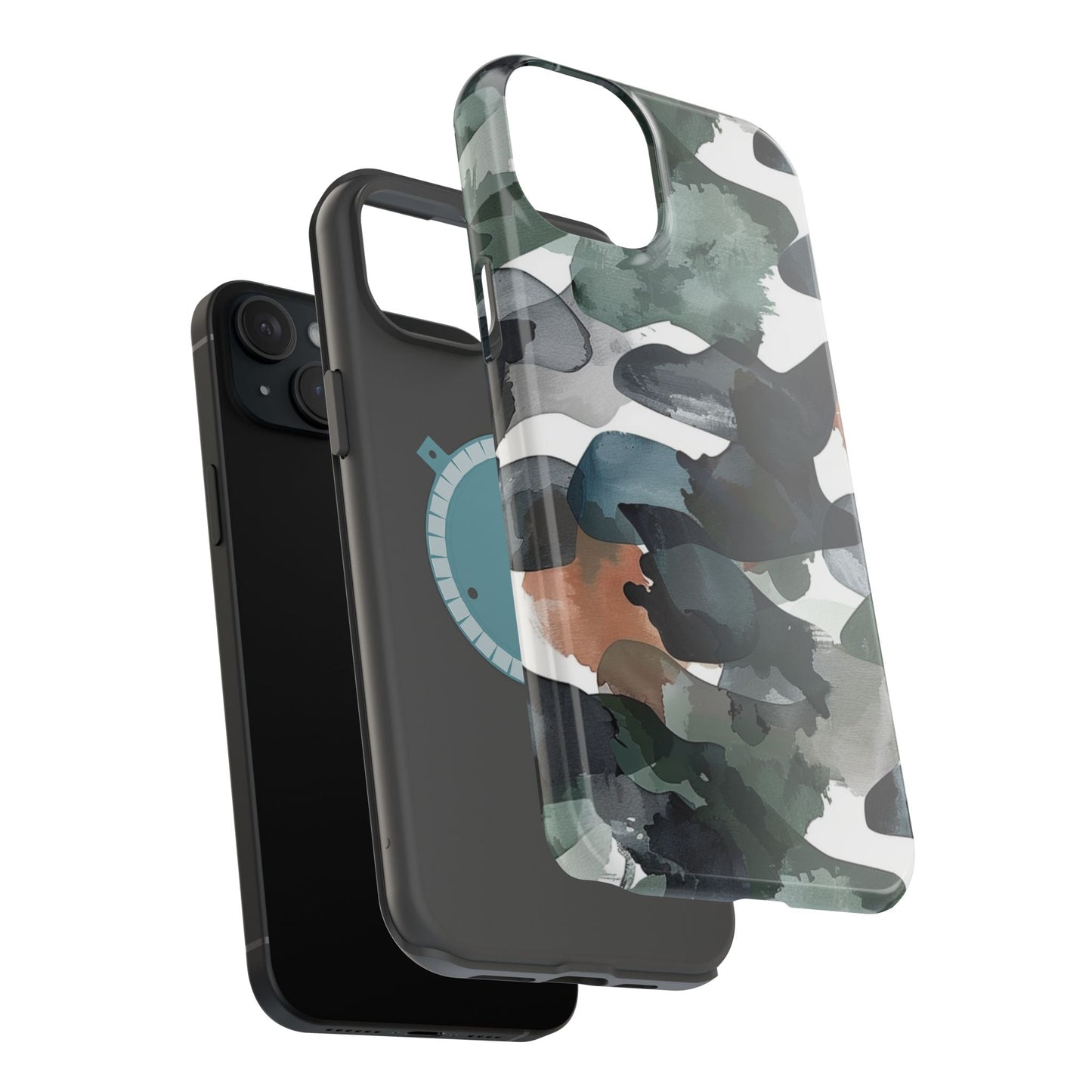 Moody Abstract Watercolor MagSafe Case – Dark Green and Earthy Brown with MagSafe Compatibility - BOGO Cases