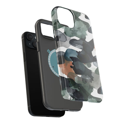 Moody Abstract Watercolor MagSafe Case – Dark Green and Earthy Brown with MagSafe Compatibility - BOGO Cases