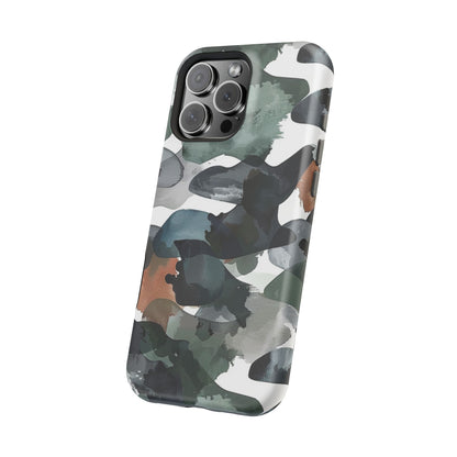 Moody Abstract Watercolor MagSafe Case – Dark Green and Earthy Brown with MagSafe Compatibility - BOGO Cases