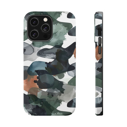 Moody Abstract Watercolor MagSafe Case – Dark Green and Earthy Brown with MagSafe Compatibility - BOGO Cases