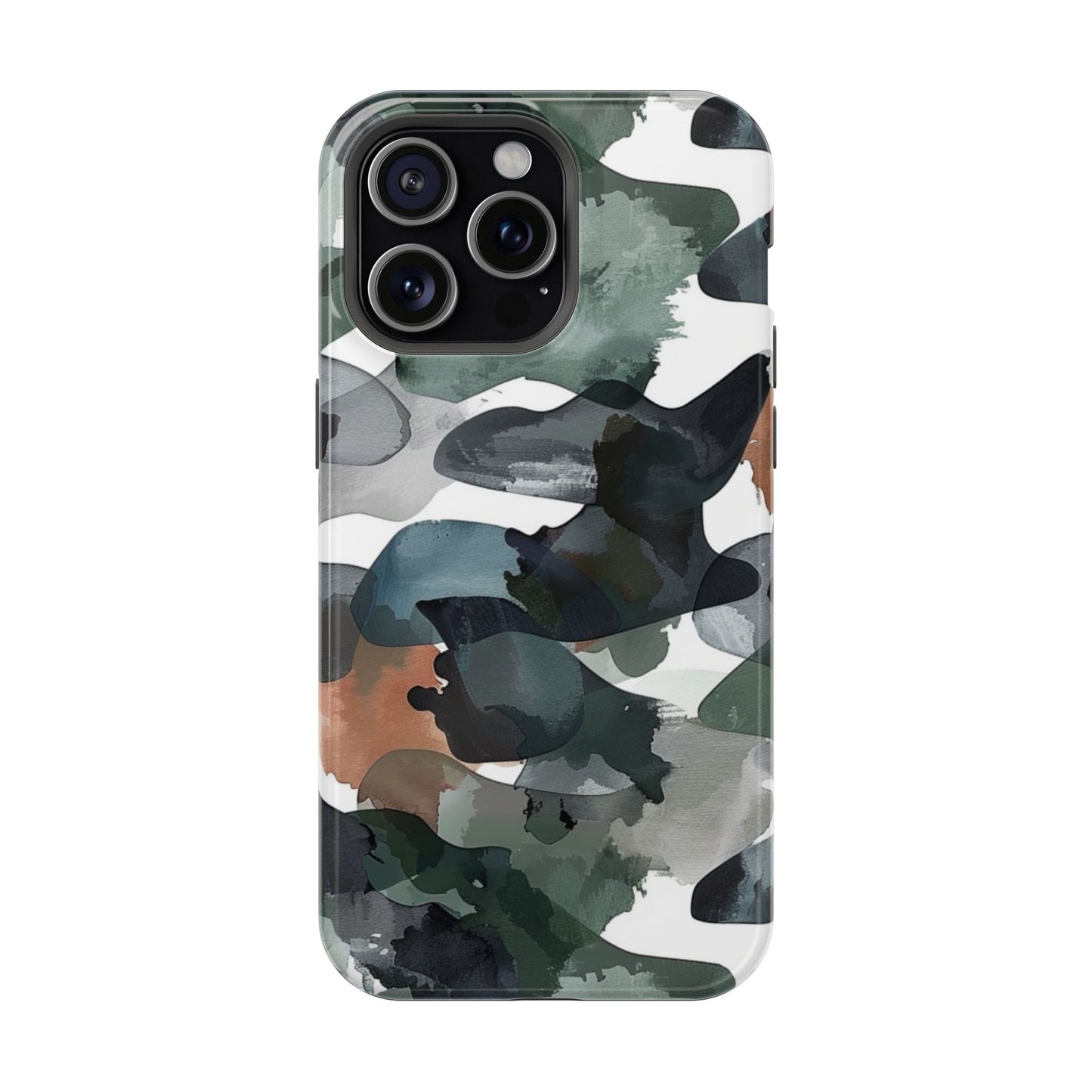 Moody Abstract Watercolor MagSafe Case – Dark Green and Earthy Brown with MagSafe Compatibility - BOGO Cases