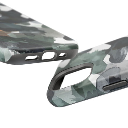 Moody Abstract Watercolor MagSafe Case – Dark Green and Earthy Brown with MagSafe Compatibility - BOGO Cases