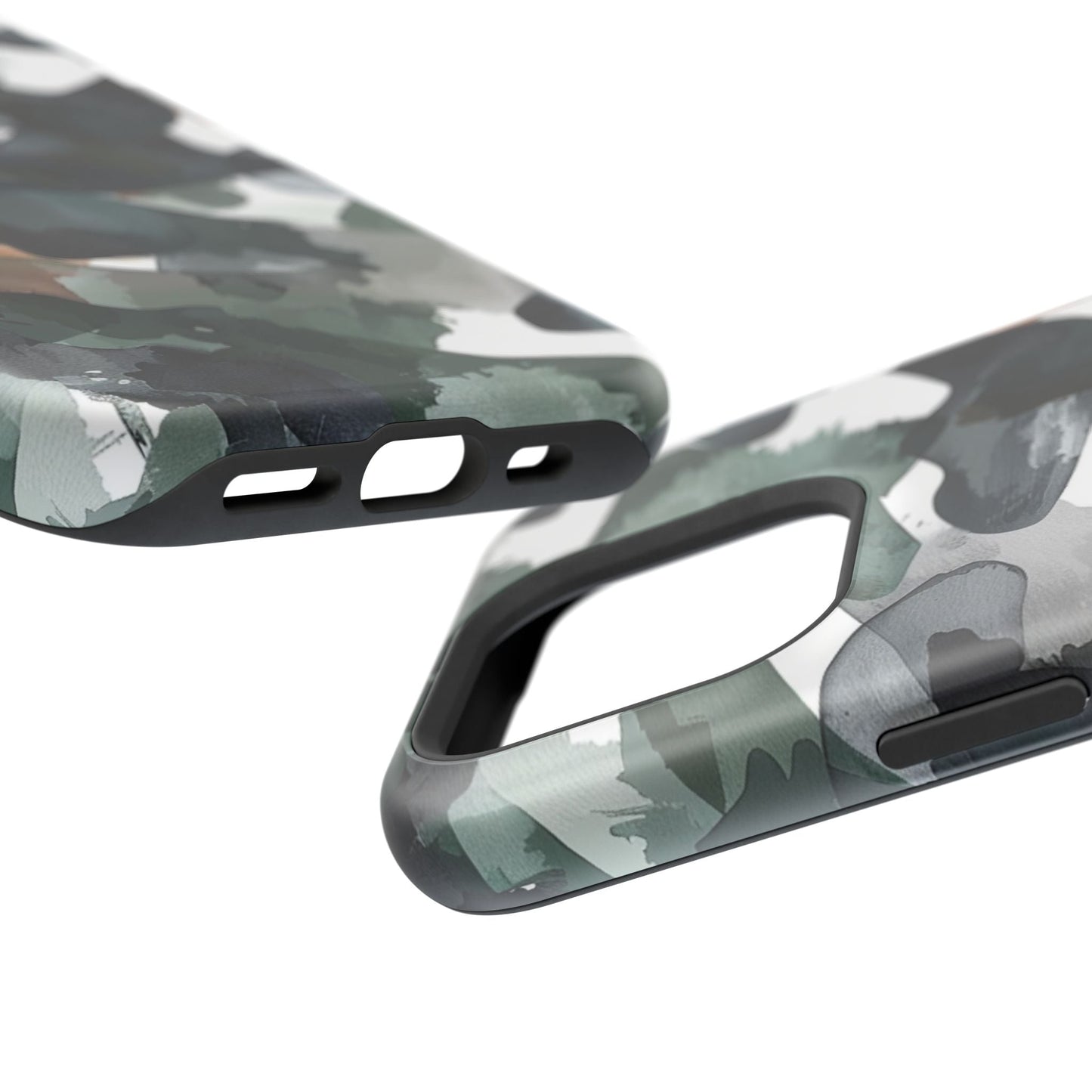 Moody Abstract Watercolor MagSafe Case – Dark Green and Earthy Brown with MagSafe Compatibility - BOGO Cases