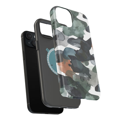Moody Abstract Watercolor MagSafe Case – Dark Green and Earthy Brown with MagSafe Compatibility - BOGO Cases