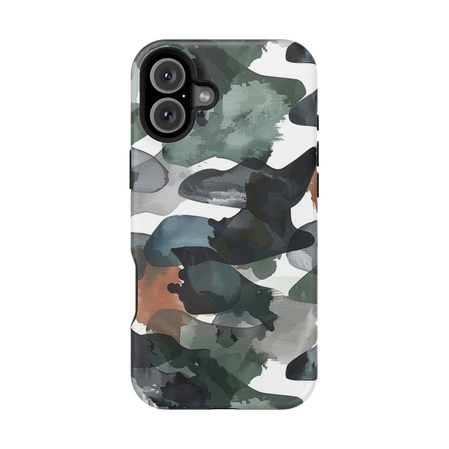 Moody Abstract Watercolor MagSafe Case – Dark Green and Earthy Brown with MagSafe Compatibility - BOGO Cases